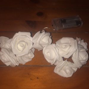 Lighted white artificial roses (2 strands)
